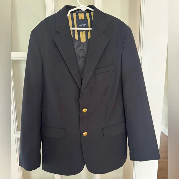Nautica Boys Classic Blue Blazer with Gold Buttons like new! Size 12 - Picture 1 of 6